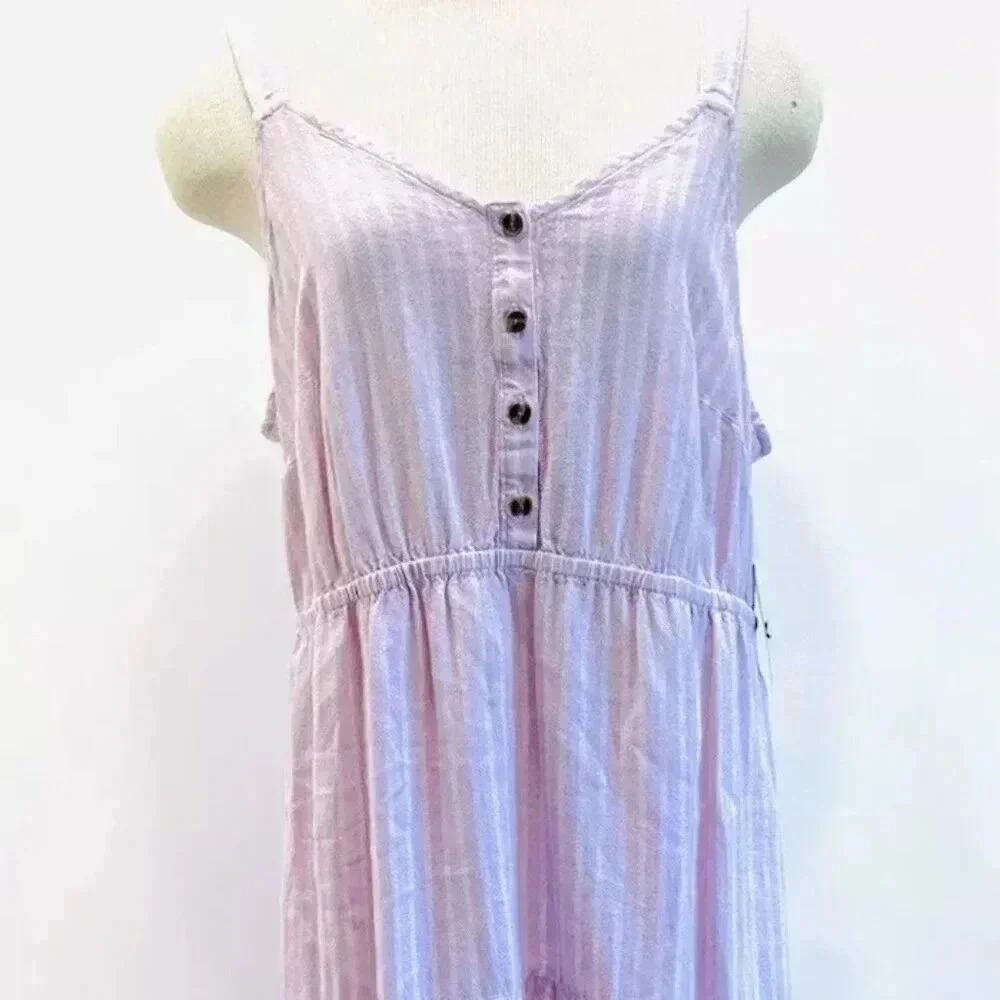 NWT SONOMA Women Sleeveless Pullover Purple Elastic Waist V-Neck Long Dress 0X